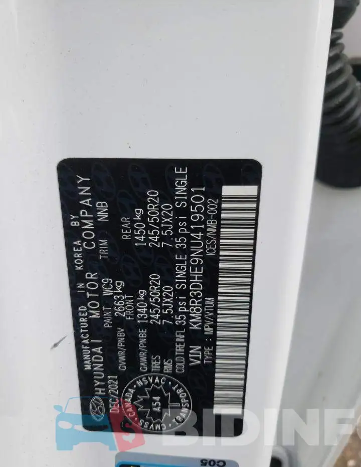 KM8R3DHE9NU419501 Photo# 13