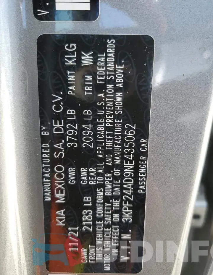 3KPF24AD9NE435062 Photo# 12
