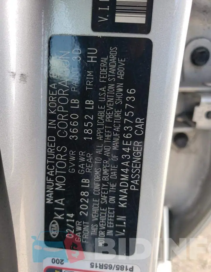 KNADM4A34E6375736 Photo# 12