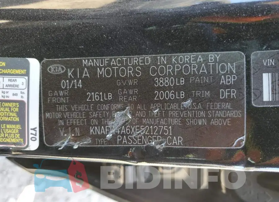 KNAFK4A6XE5212751 Photo# 12
