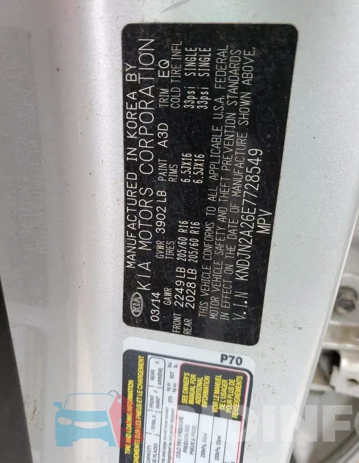 KNDJN2A26E7728549 Photo# 10