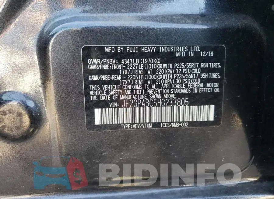 JF2GPABC5HG233805 Photo# 13