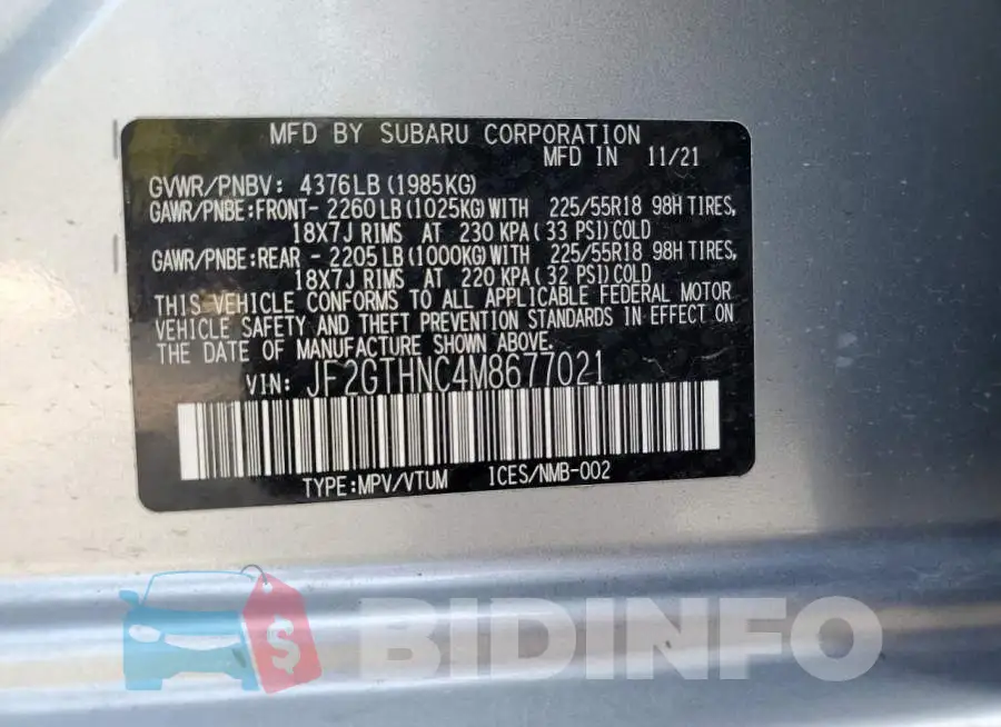 JF2GTHNC4M8677021 Photo# 13