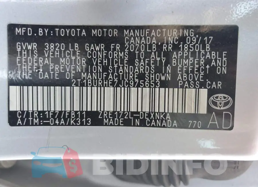 2T1BURHE7JC975653 Photo# 13