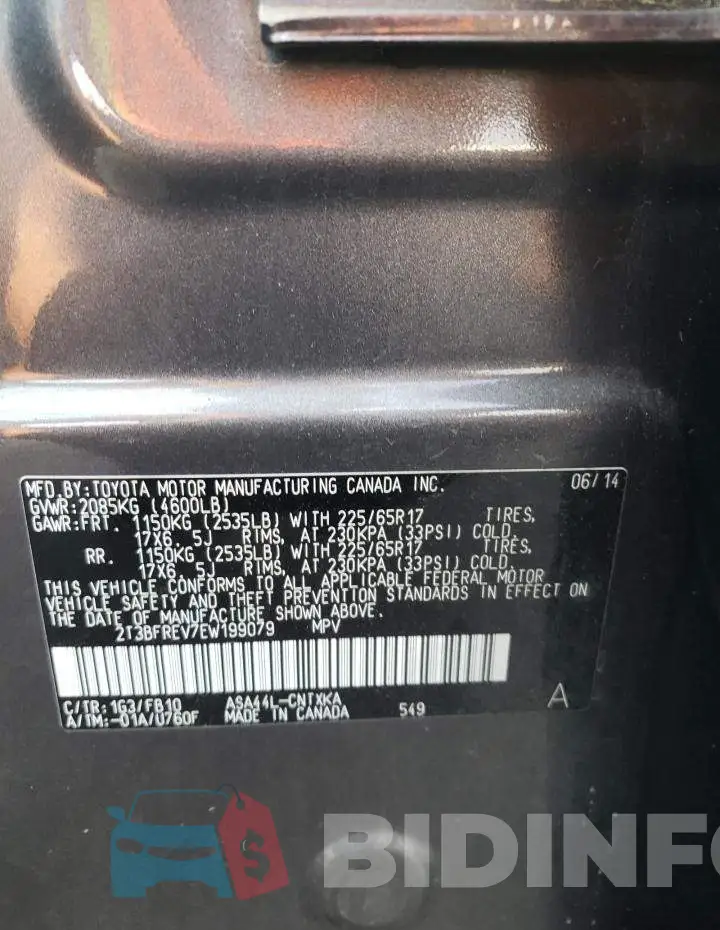 2T3BFREV7EW199079 Photo# 12