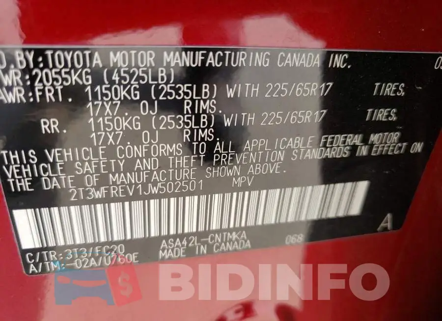 2T3WFREV1JW502501 Photo# 13