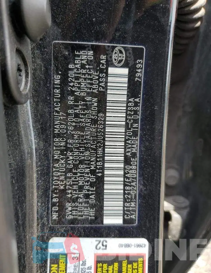 4T1B11HK2JU526329 Photo# 12