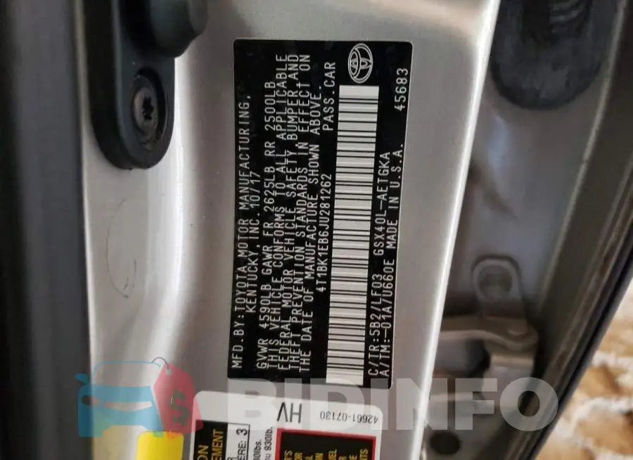 4T1BK1EB6JU281262 Photo# 13