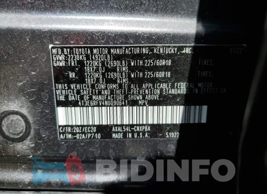 4T3E6RFV4NU090641 Photo# 13