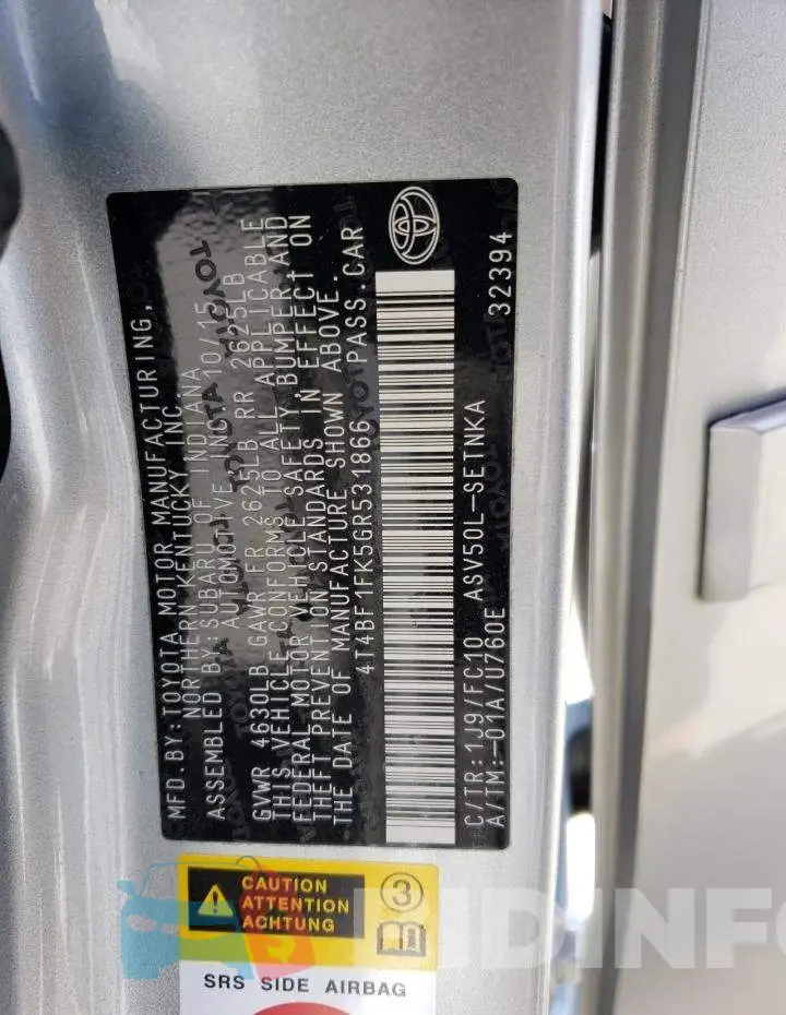4T4BF1FK5GR531866 Photo# 12