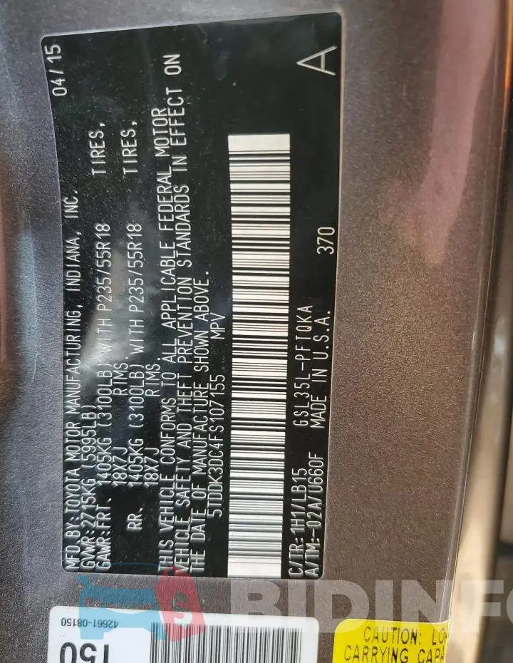 5TDDK3DC4FS107155 Photo# 13