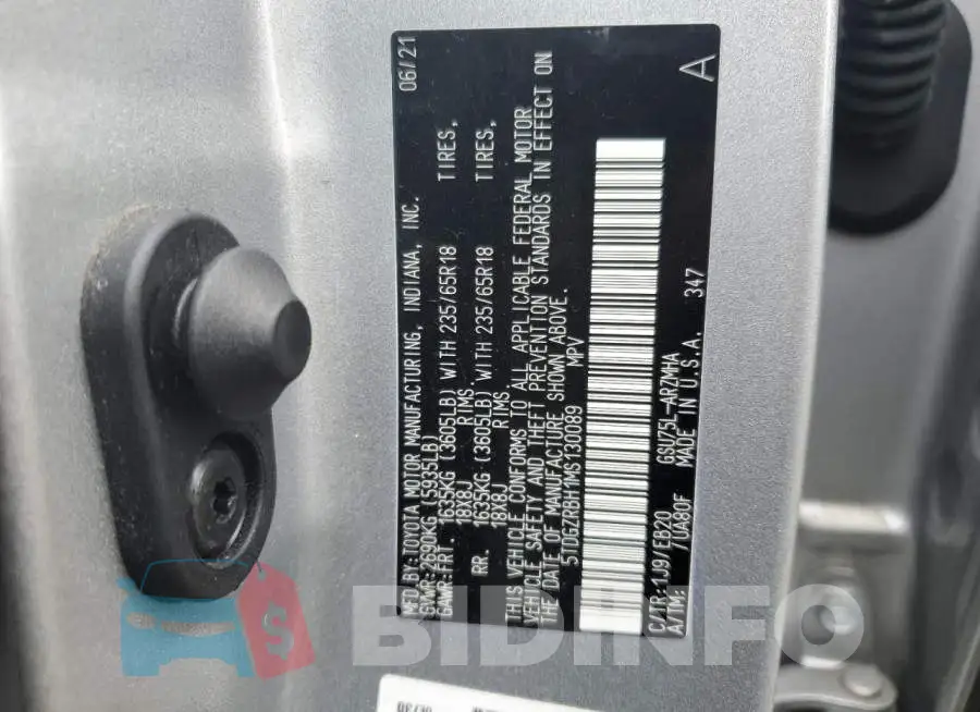 5TDGZRBH1MS130089 Photo# 14