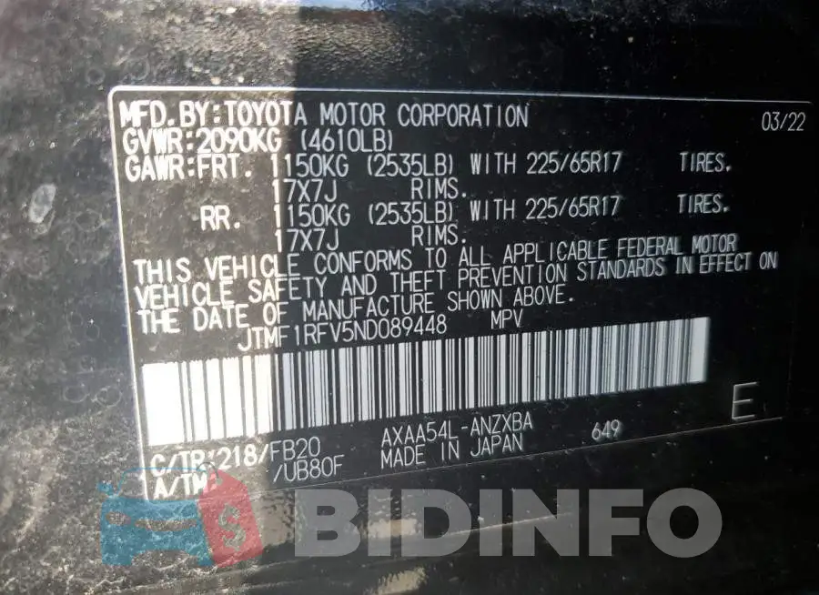 JTMF1RFV5ND089448 Photo# 13