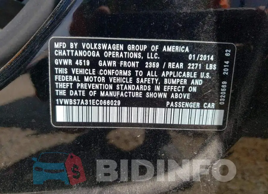 1VWBS7A31EC066029 Photo# 13