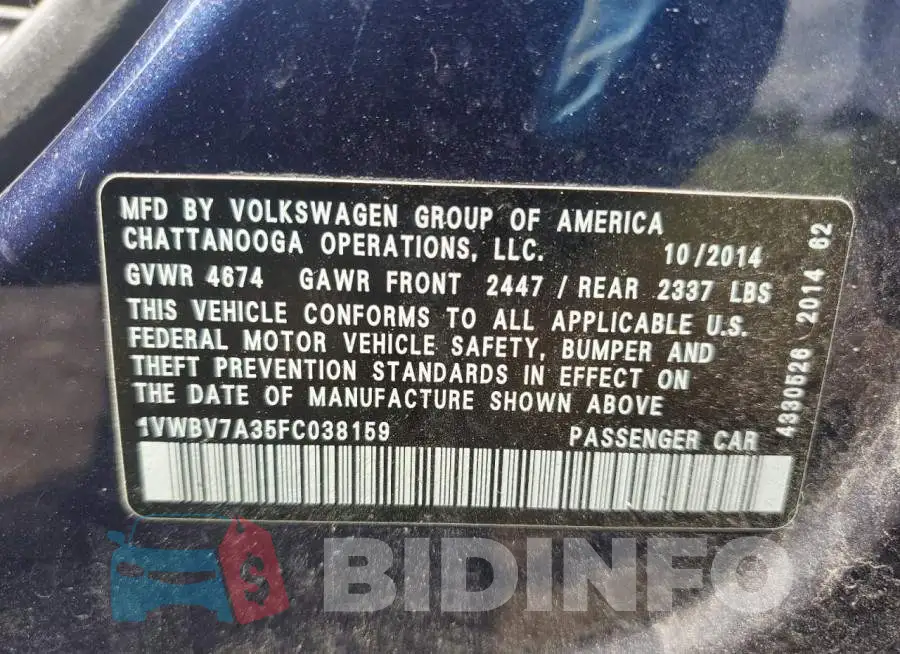 1VWBV7A35FC038159 Photo# 12