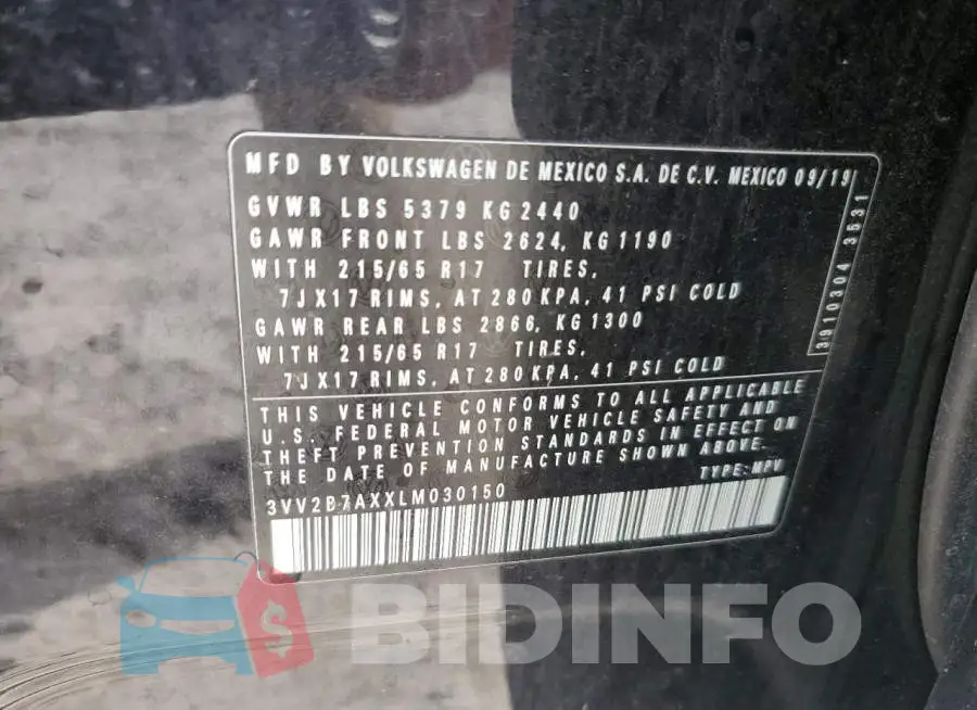 3VV2B7AXXLM030150 Photo# 13