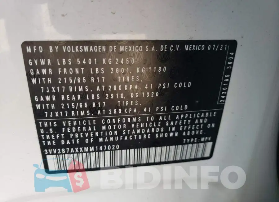 3VV2B7AXXMM147020 Photo# 12