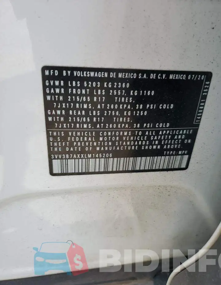 3VV3B7AXXLM145206 Photo# 12