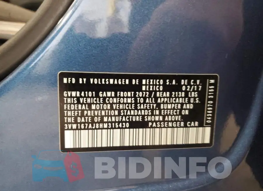 3VW167AJ8HM315430 Photo# 13