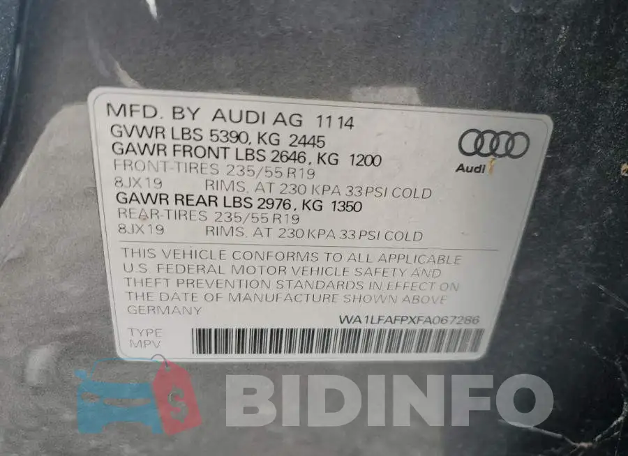 WA1LFAFPXFA067286 Photo# 13