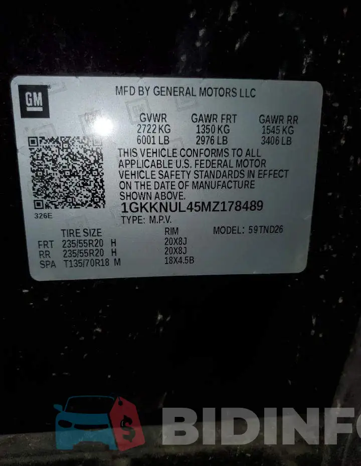 1GKKNUL45MZ178489 Photo# 13