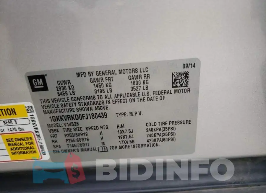 1GKKVRKD0FJ180439 Photo# 12