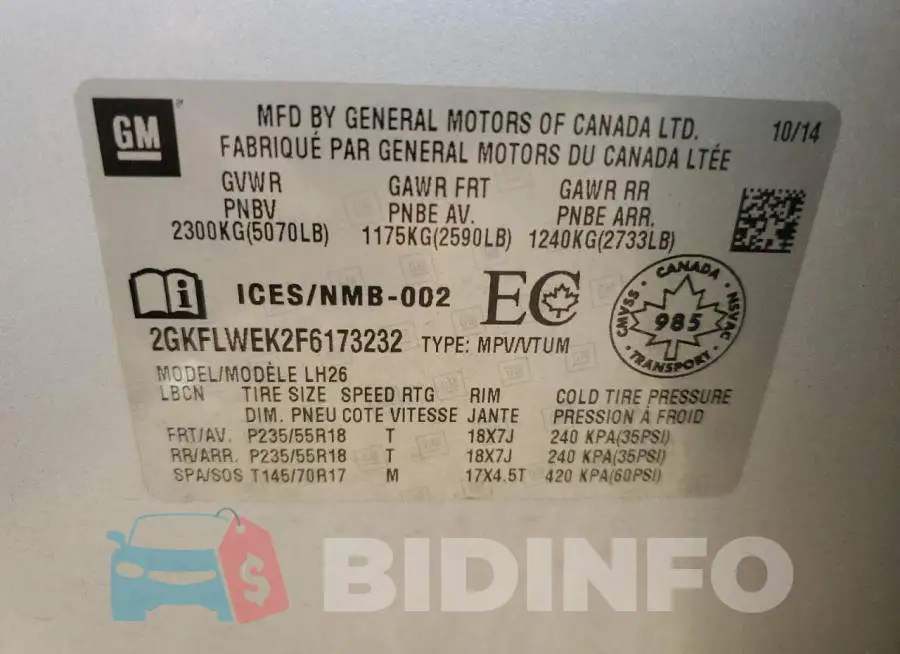 2GKFLWEK2F6173232 Photo# 13