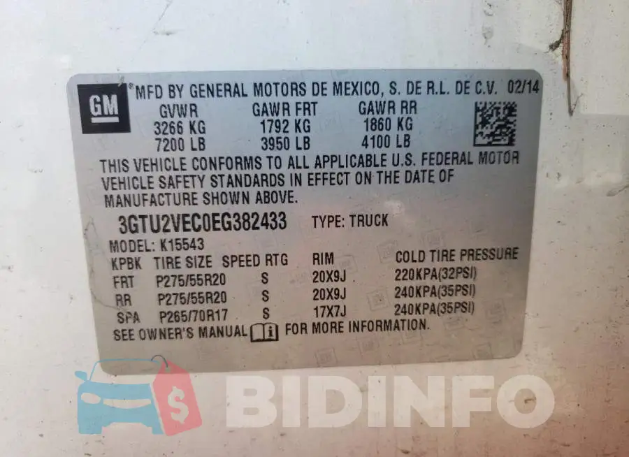 3GTU2VEC0EG382433 Photo# 12
