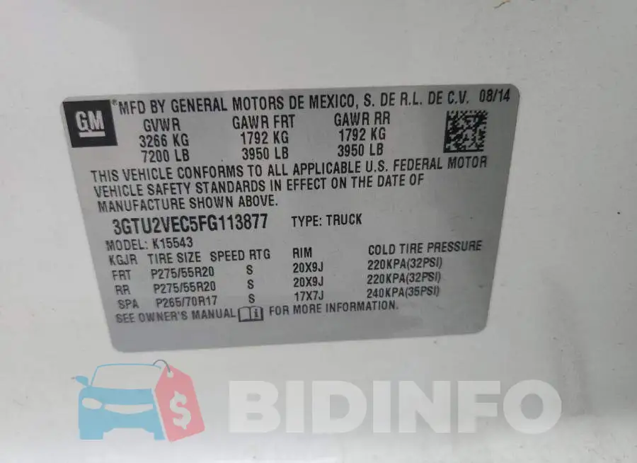 3GTU2VEC5FG113877 Photo# 12