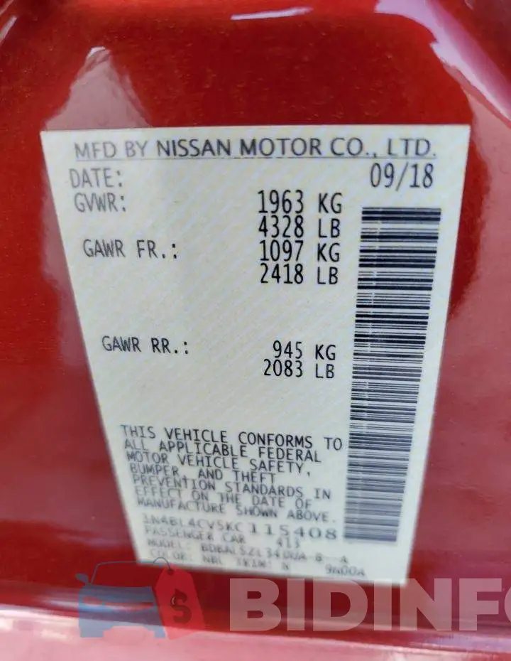 1N4BL4CV5KC115408 Photo# 13