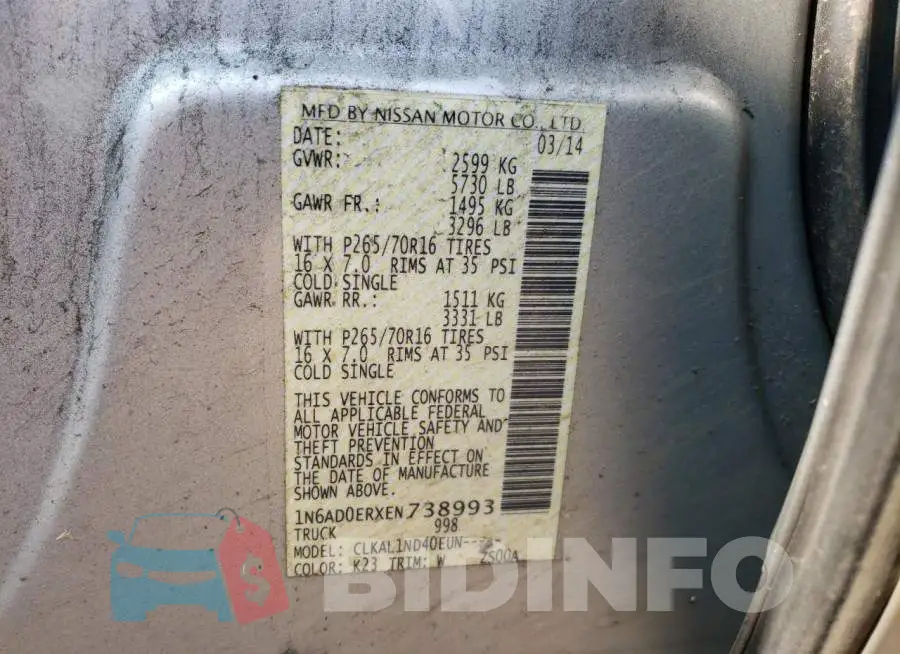 1N6AD0ERXEN738993 Photo# 13
