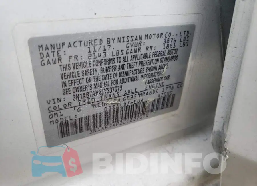 3N1AB7AP2JY237070 Photo# 13