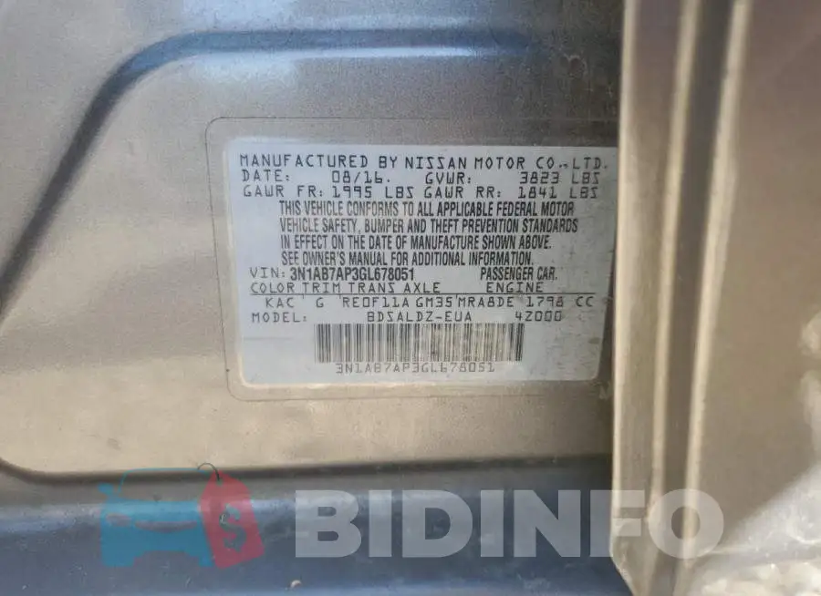 3N1AB7AP3GL678051 Photo# 12