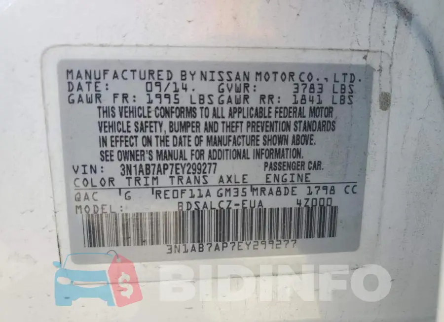 3N1AB7AP7EY299277 Photo# 13