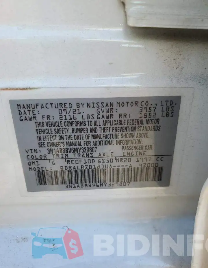 3N1AB8BV6MY329807 Photo# 12