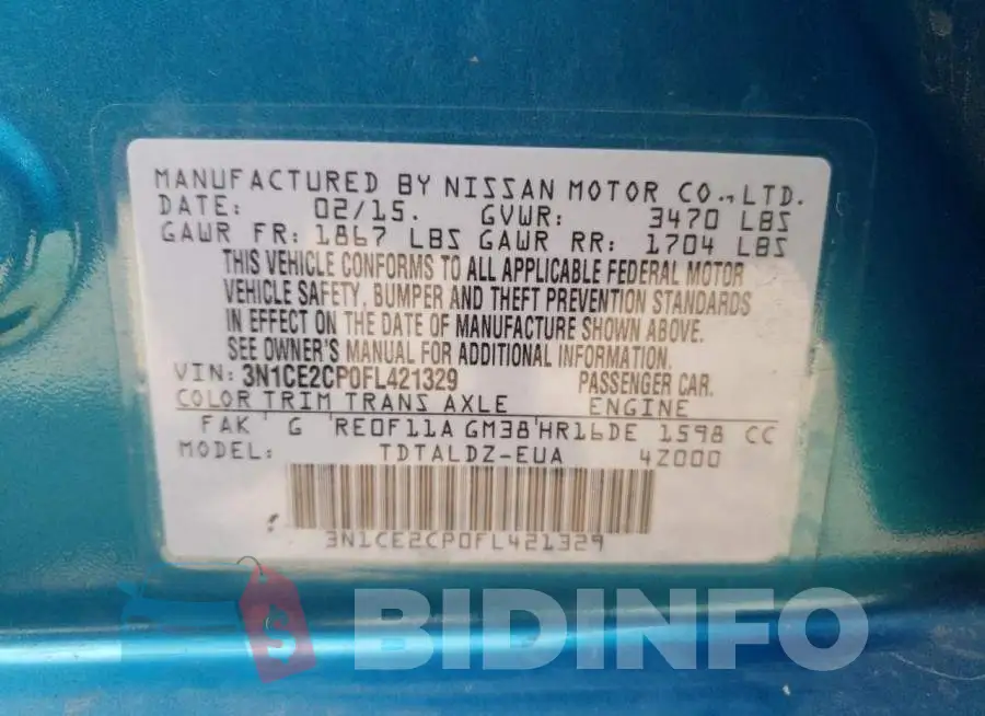 3N1CE2CP0FL421329 Photo# 12