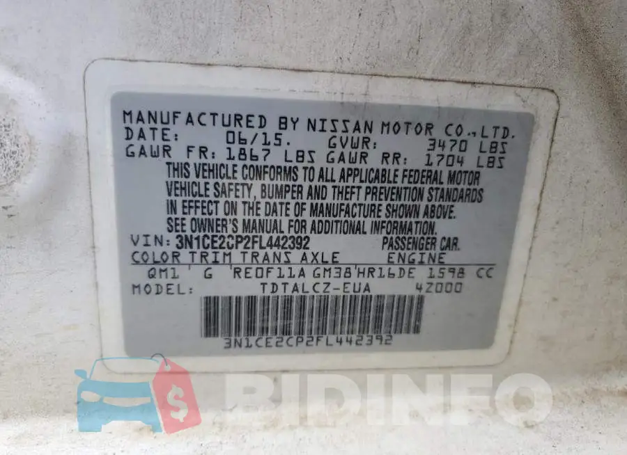 3N1CE2CP2FL442392 Photo# 12