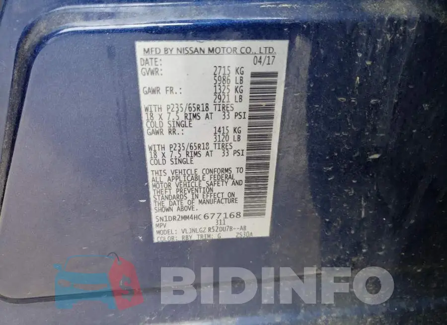 5N1DR2MM4HC677168 Photo# 13