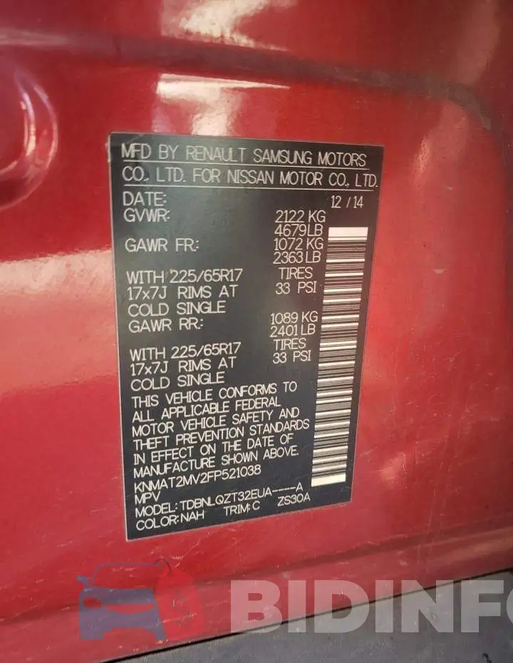 KNMAT2MV2FP521038 Photo# 13