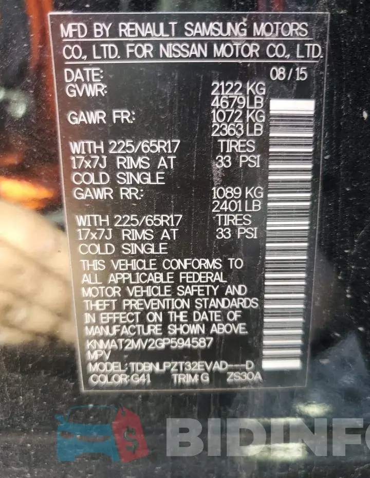 KNMAT2MV2GP594587 Photo# 12