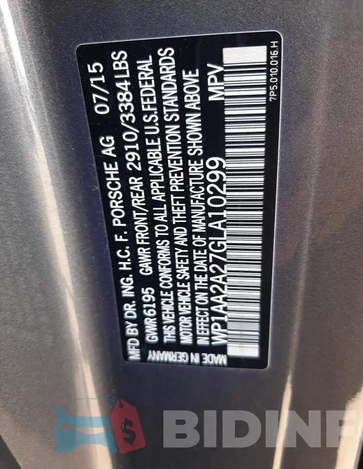 WP1AA2A27GLA10299 Photo# 12