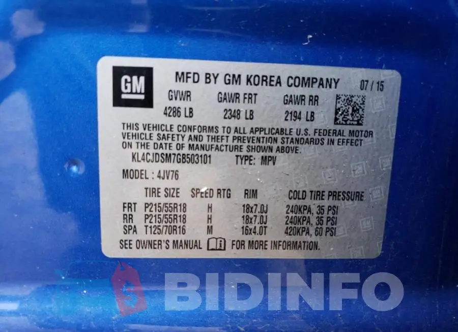 KL4CJDSM7GB503101 Photo# 13