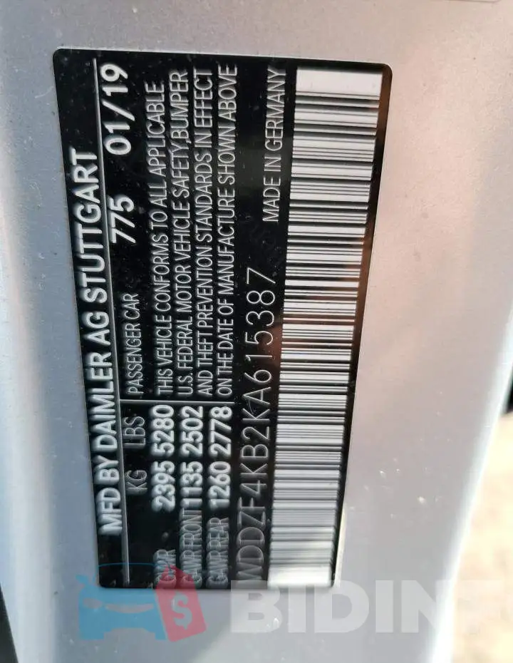 WDDZF4KB2KA615387 Photo# 12