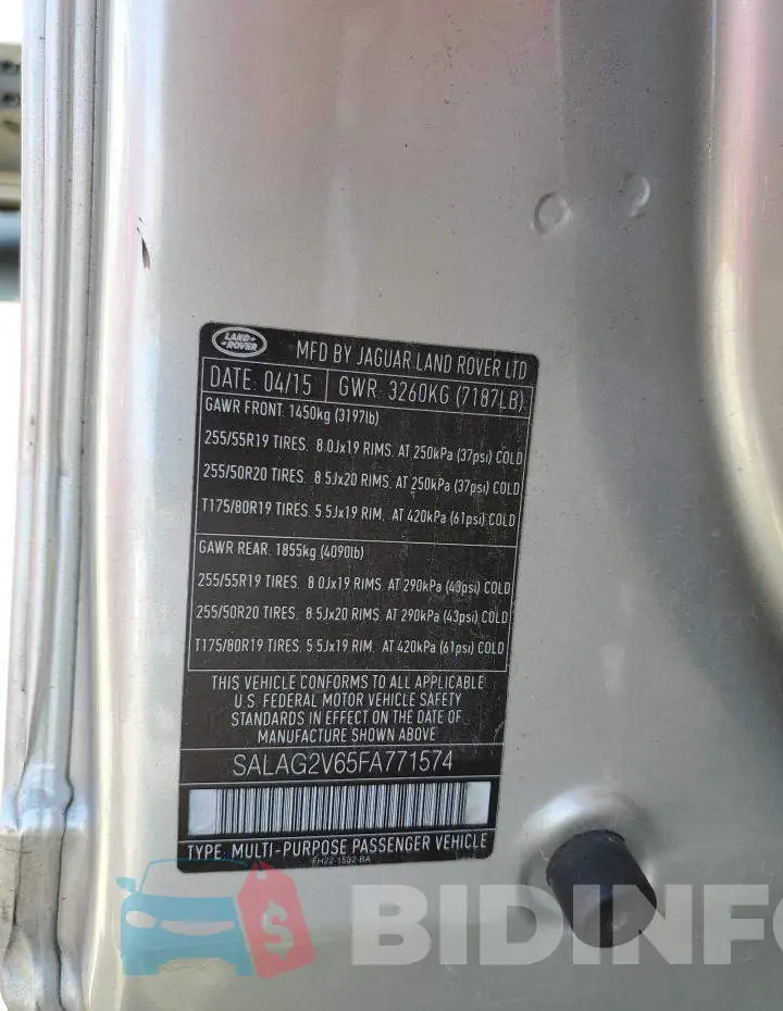 SALAG2V65FA771574 Photo# 12