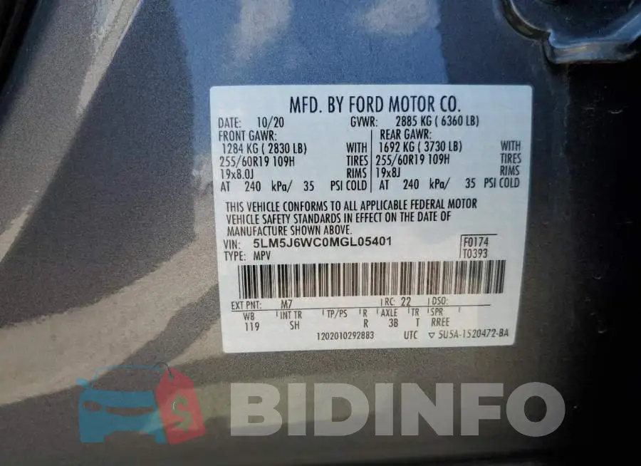 5LM5J6WC0MGL05401 Photo# 13