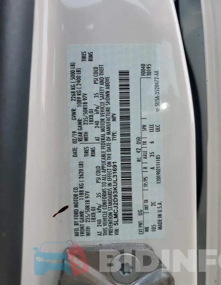 5LMCJ2D93KUL31691 Photo# 12