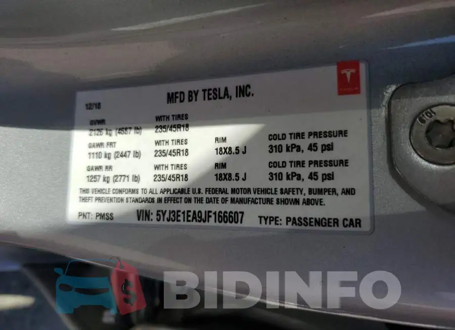 5YJ3E1EA9JF166607 Photo# 12