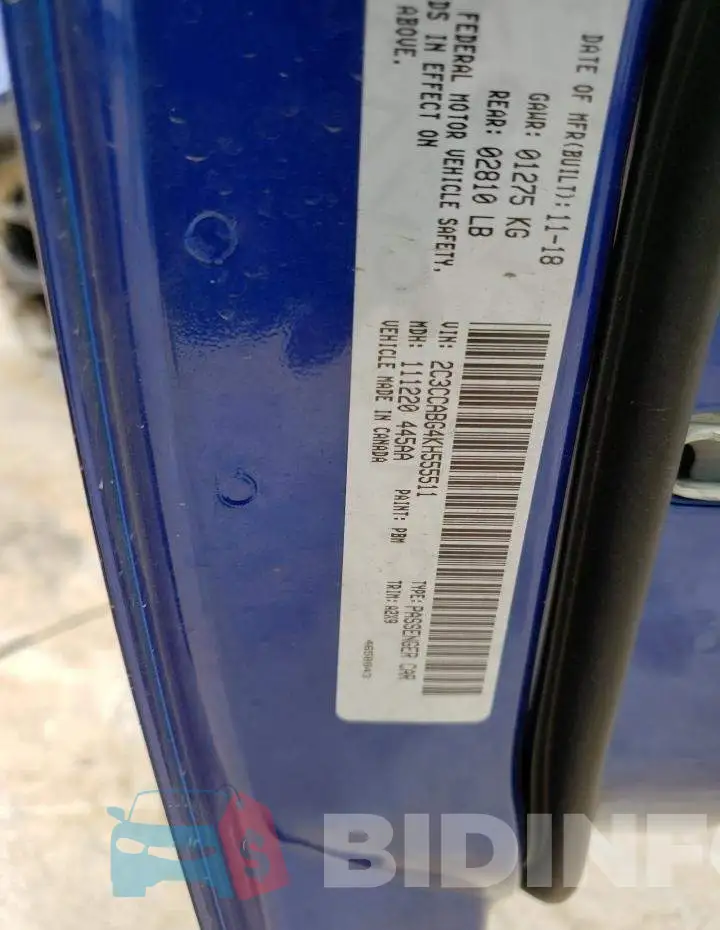 2C3CCABG4KH555511 Photo# 12
