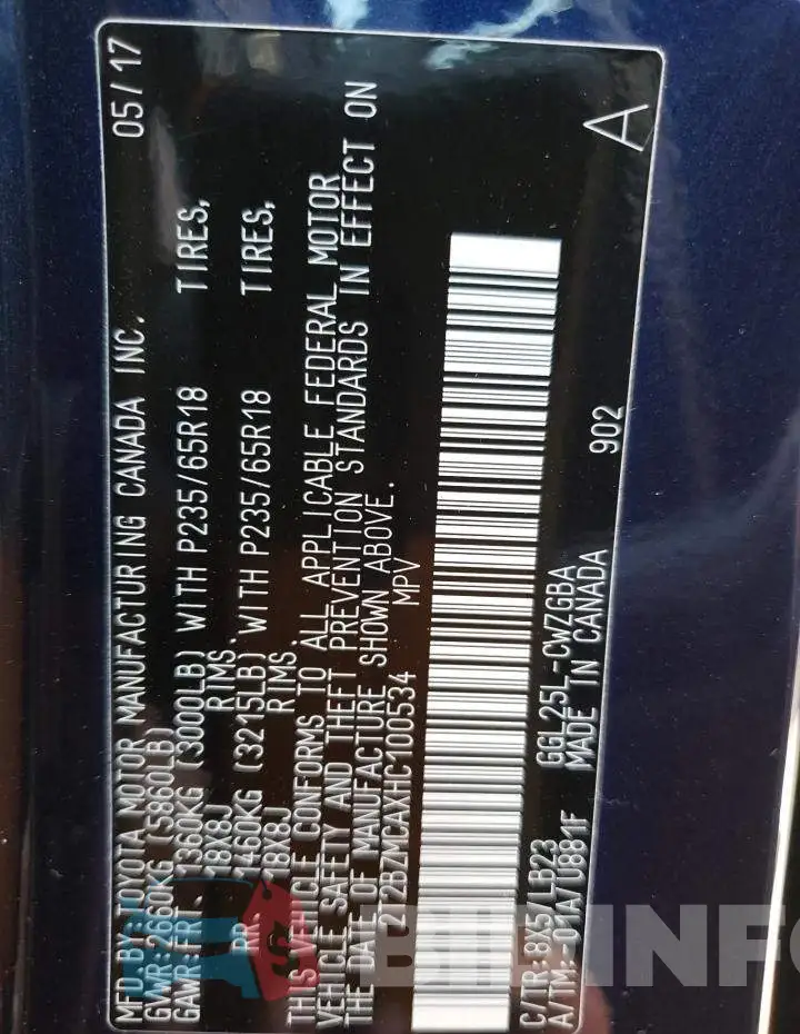 2T2BZMCAXHC100534 Photo# 13