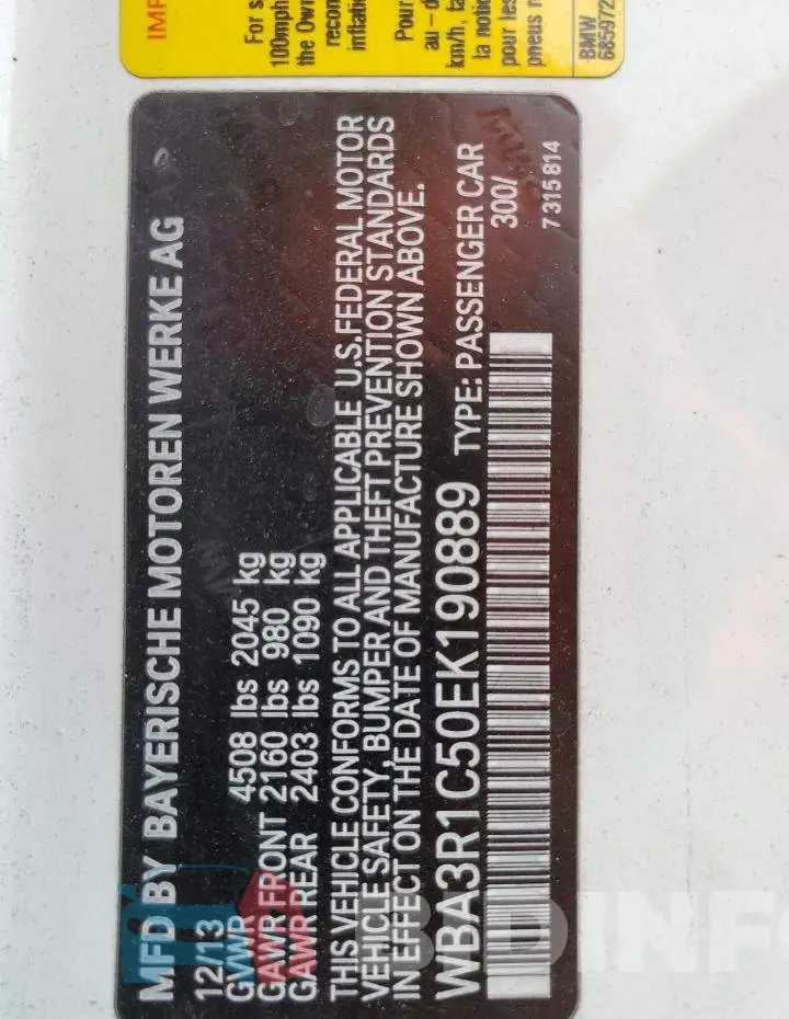 WBA3R1C50EK190889 Photo# 13
